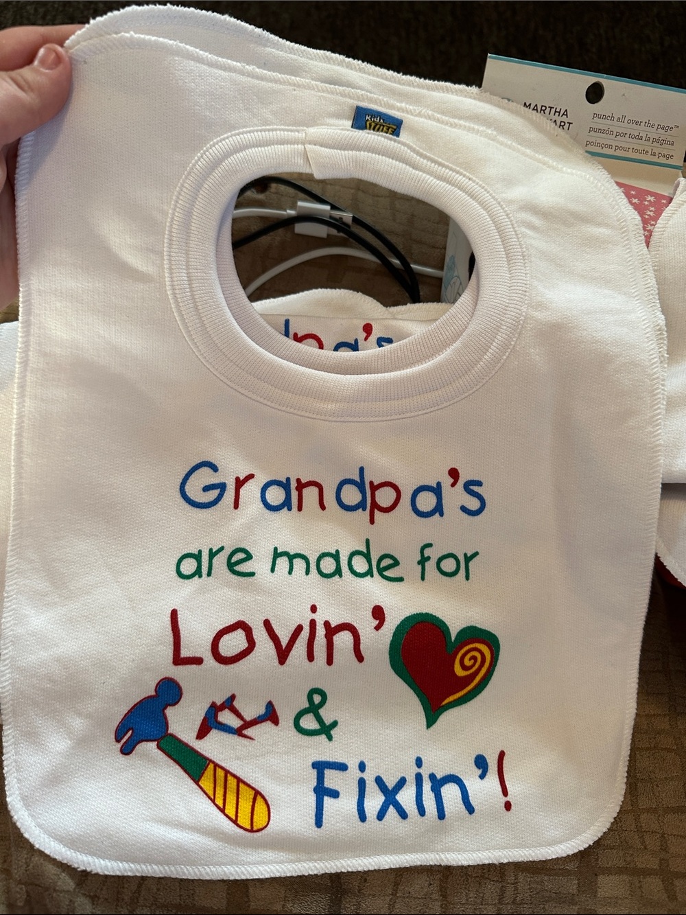 Vintage Grandpa's Lovin' & Fixin' White Baby Bib